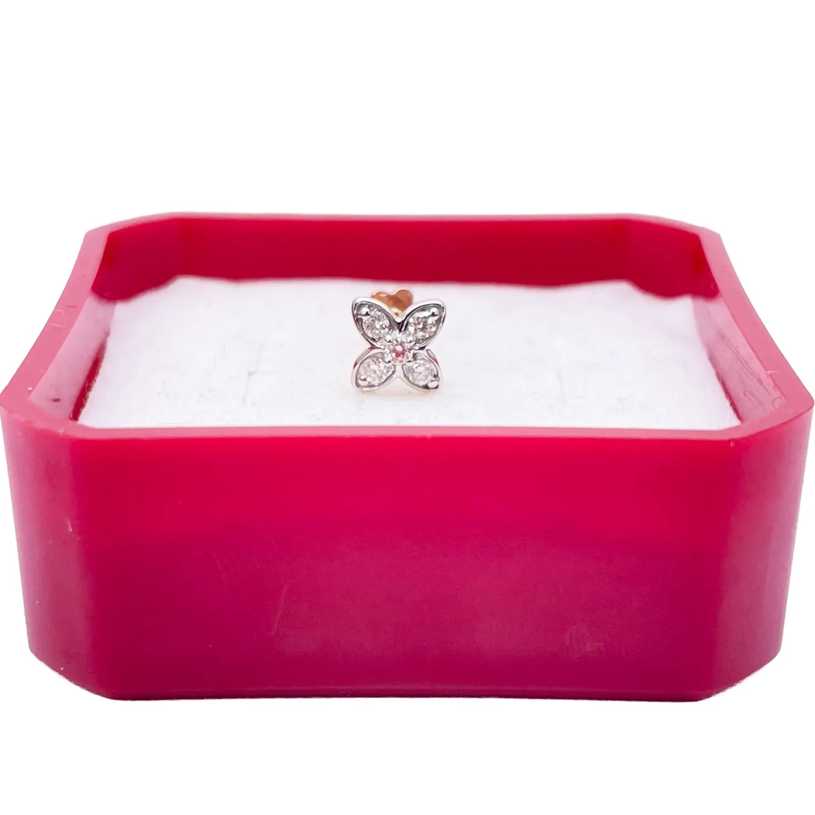 18ct Yellow, White or Rose Gold Natural Round Diamond Five Stone Flower Nose Stud 0.07ct 