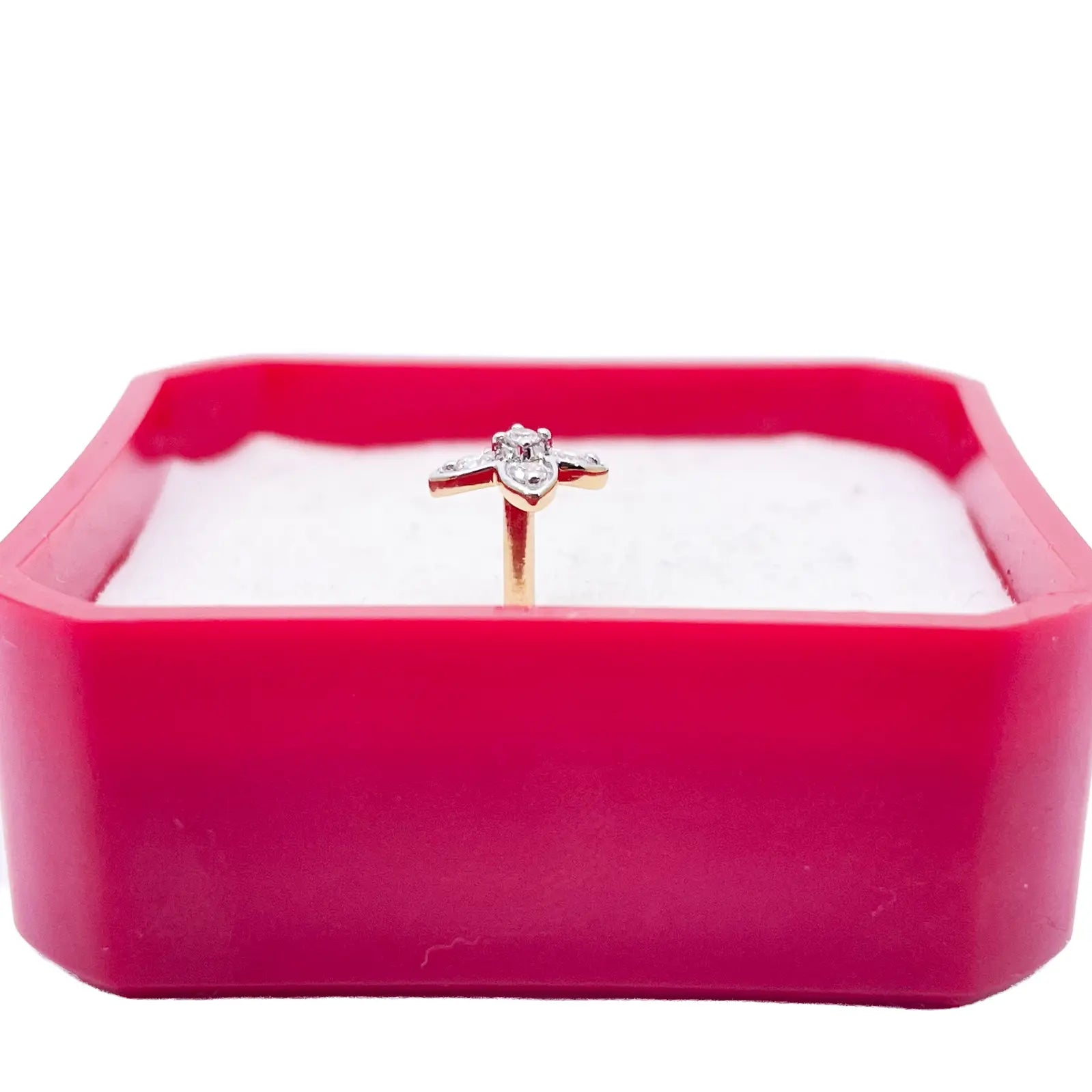 18ct Yellow, White or Rose Gold Natural Round Diamond Five Stone Flower Nose Stud 0.07ct 