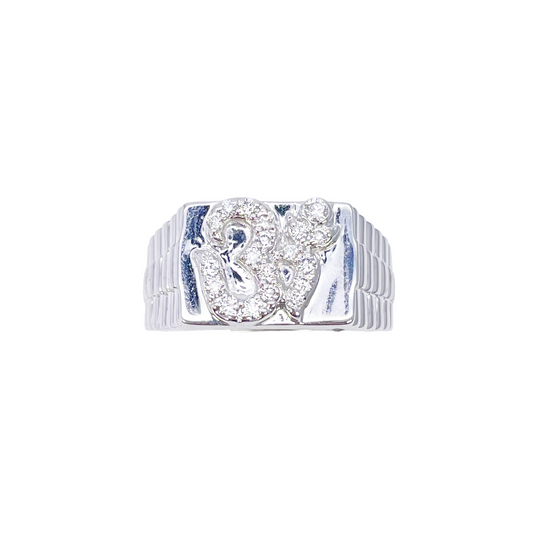18ct White Gold & Round Natural Diamond Gents OM Signet Ring 0.35ct