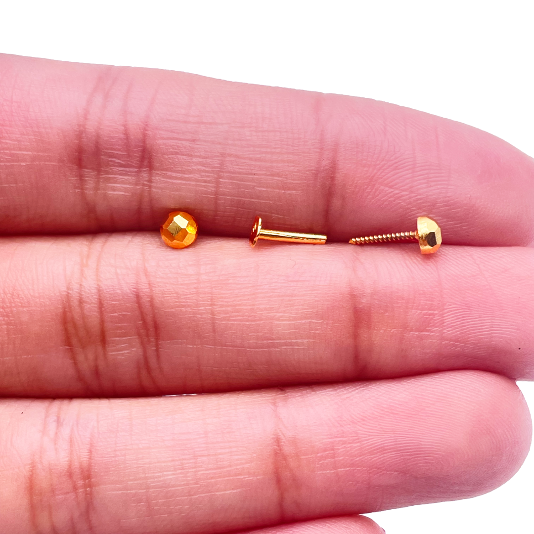 22ct Yellow Plain Gold Children's Stud Earrings Set Child Friendly 3.0mm
