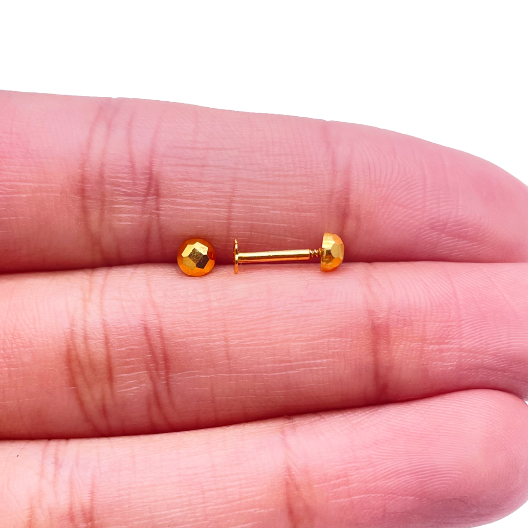 22ct Yellow Plain Gold Children's Stud Earrings Set Child Friendly 3.0mm