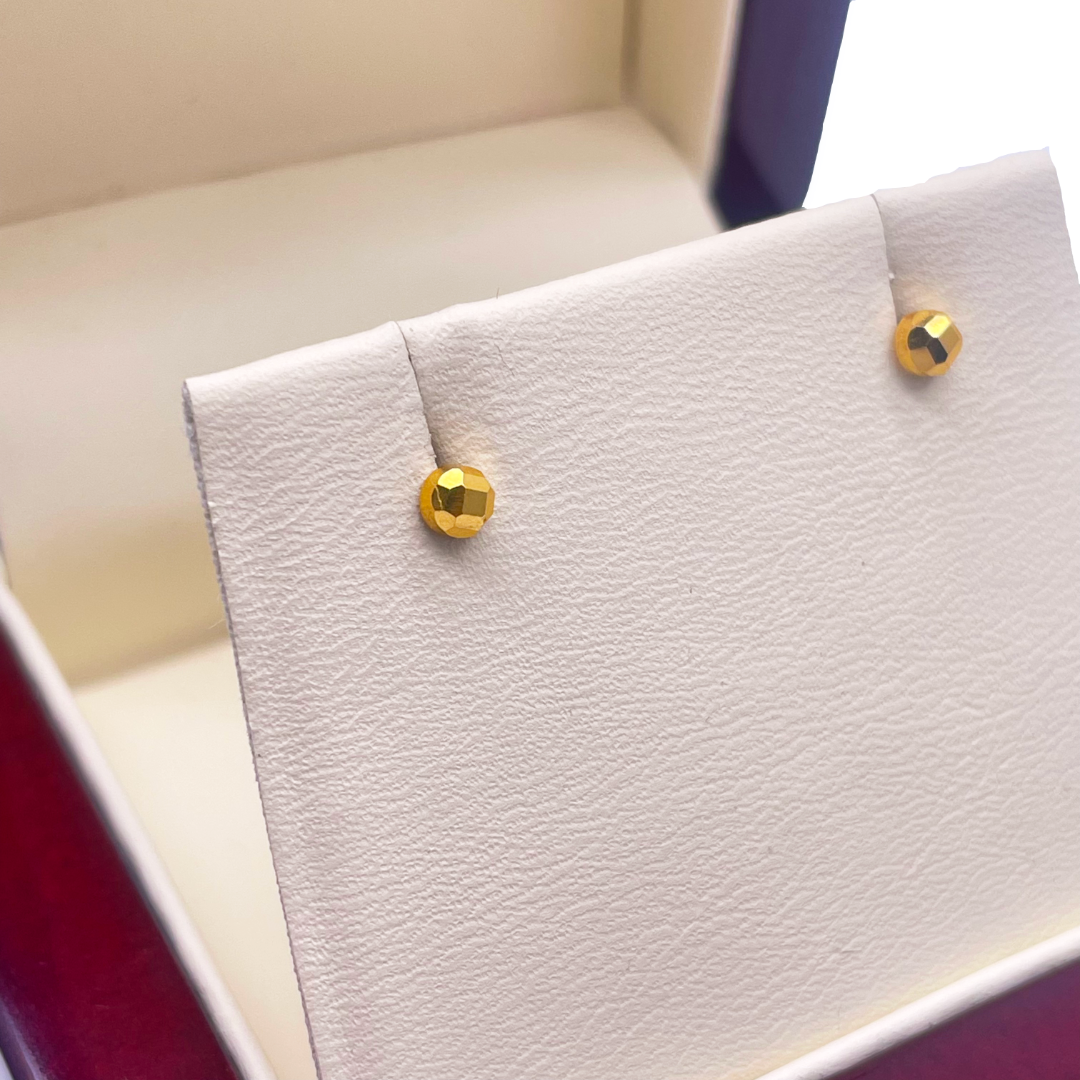 22ct Yellow Plain Gold Children's Stud Earrings Set Child Friendly 3.0mm