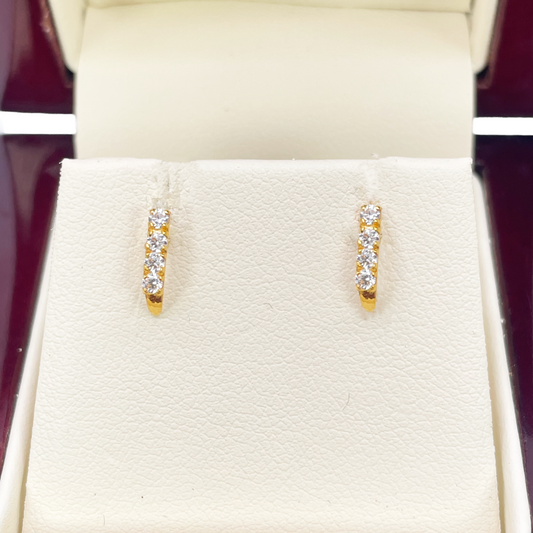 22ct Yellow Gold Four Stone Half Hoop Children's Earrings 9.6mm