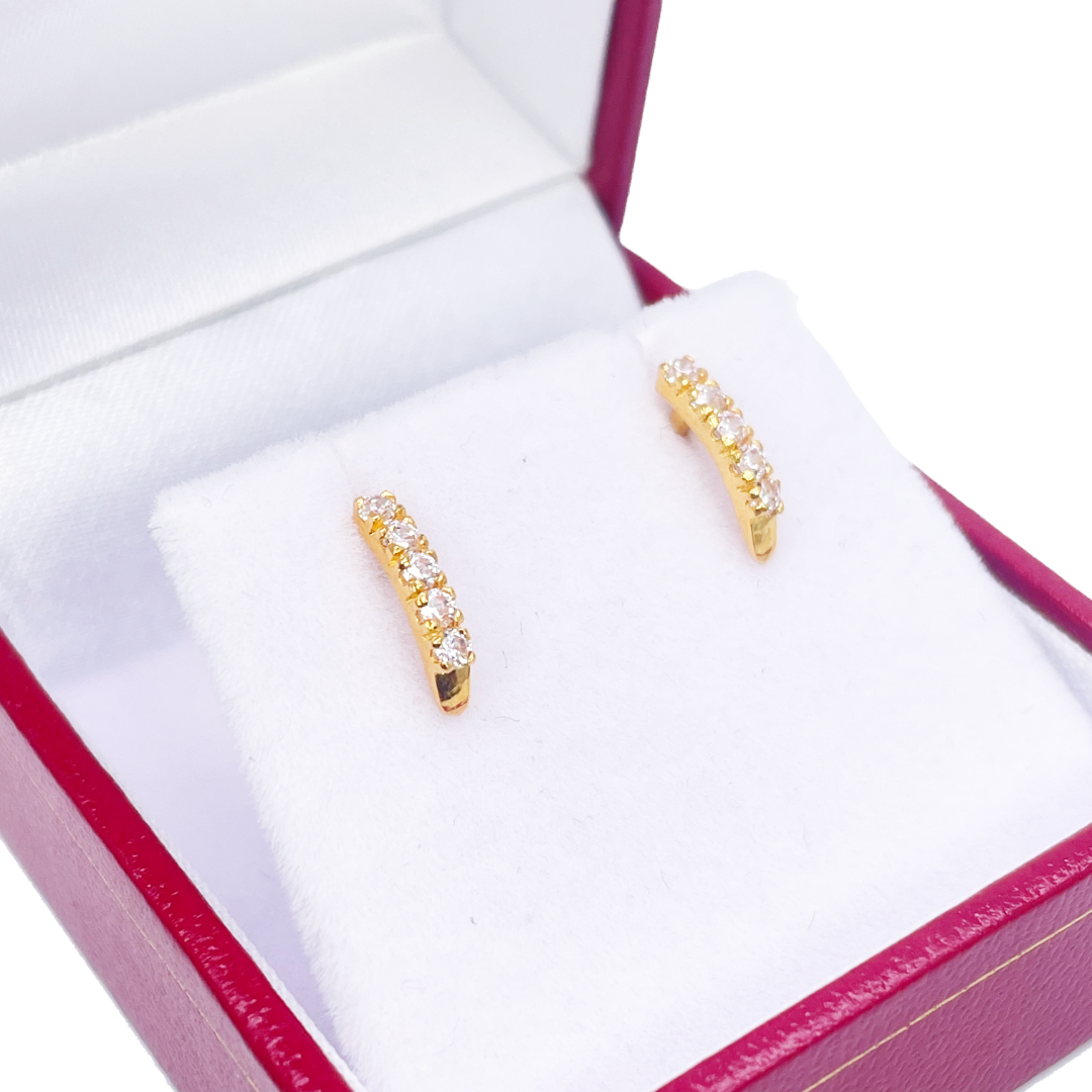 22ct Yellow Gold Five Stone Cubic Zirconia Half Hoop Childrens Earrings 10.6mm