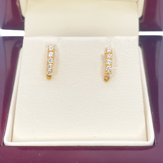 22ct Yellow Gold Five Stone Cubic Zirconia Half Hoop Childrens Earrings 10.6mm