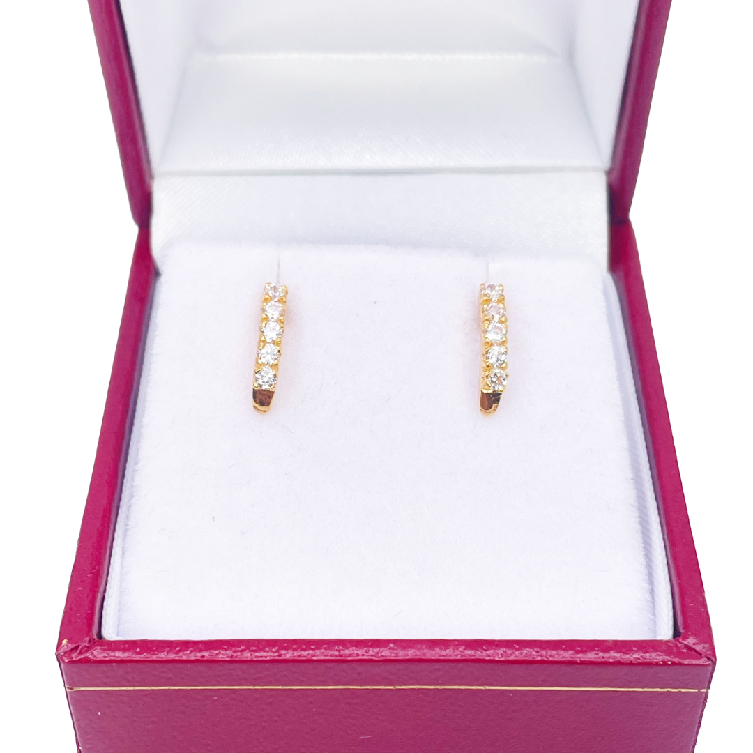 22ct Yellow Gold Five Stone Cubic Zirconia Half Hoop Childrens Earrings 10.6mm