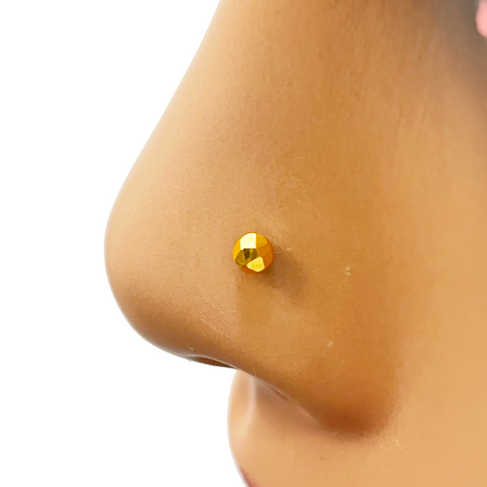 22ct Yellow Gold Plain Gold Diamond Cut design Nose Stud 2.8 MM