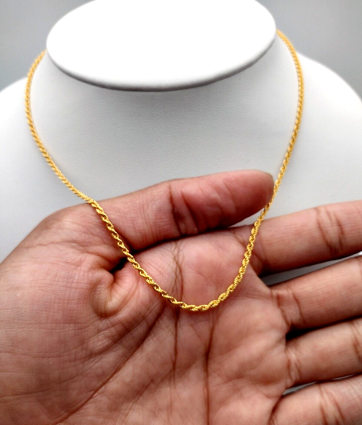 22ct Yellow Gold Mens/Ladies Rope Chain Necklace 16'' inches