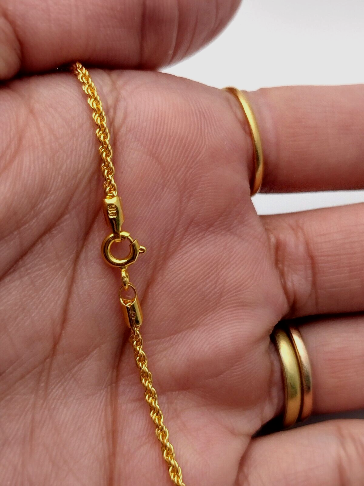 22ct Yellow Gold Mens/Ladies Rope Chain Necklace 16'' inches