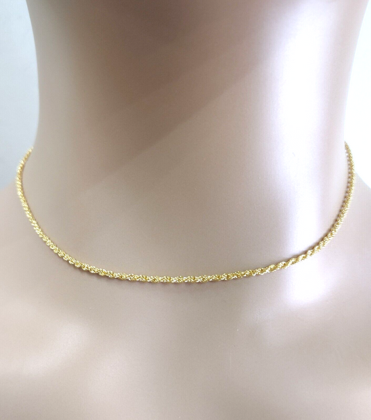 22ct Yellow Gold Mens/Ladies Rope Chain Necklace 16'' inches