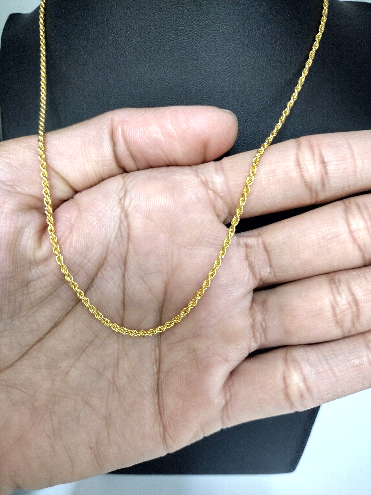 22ct Yellow Gold Mens/Ladies Rope Chain Necklace 16'' inches