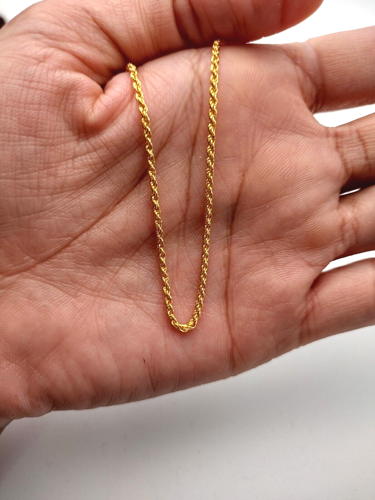 22ct Yellow Gold Mens/Ladies Rope Chain Necklace 16'' inches