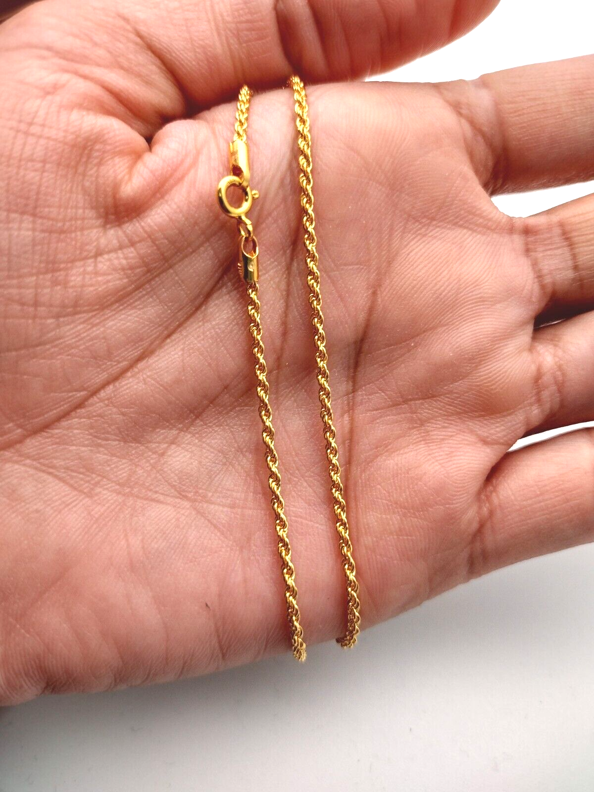 22ct Yellow Gold Mens/Ladies Rope Chain Necklace 16'' inches