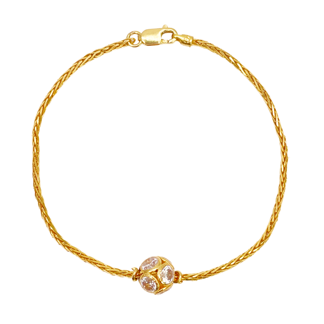 22ct Yellow Gold & Sparkly Glitter Ball Bracelet 6.5 inches