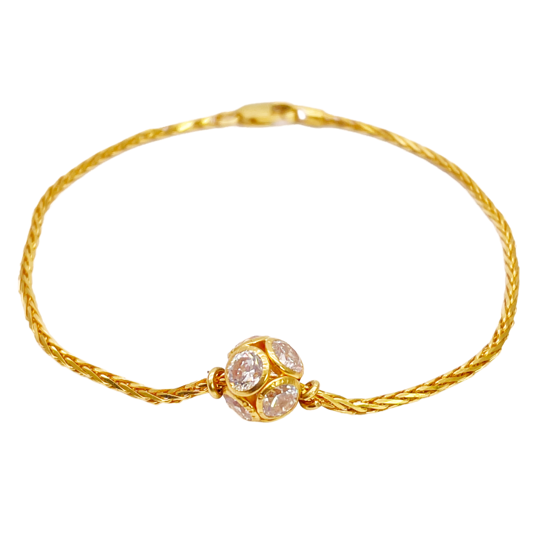 22ct Yellow Gold & Sparkly Glitter Ball Bracelet 6.5 inches