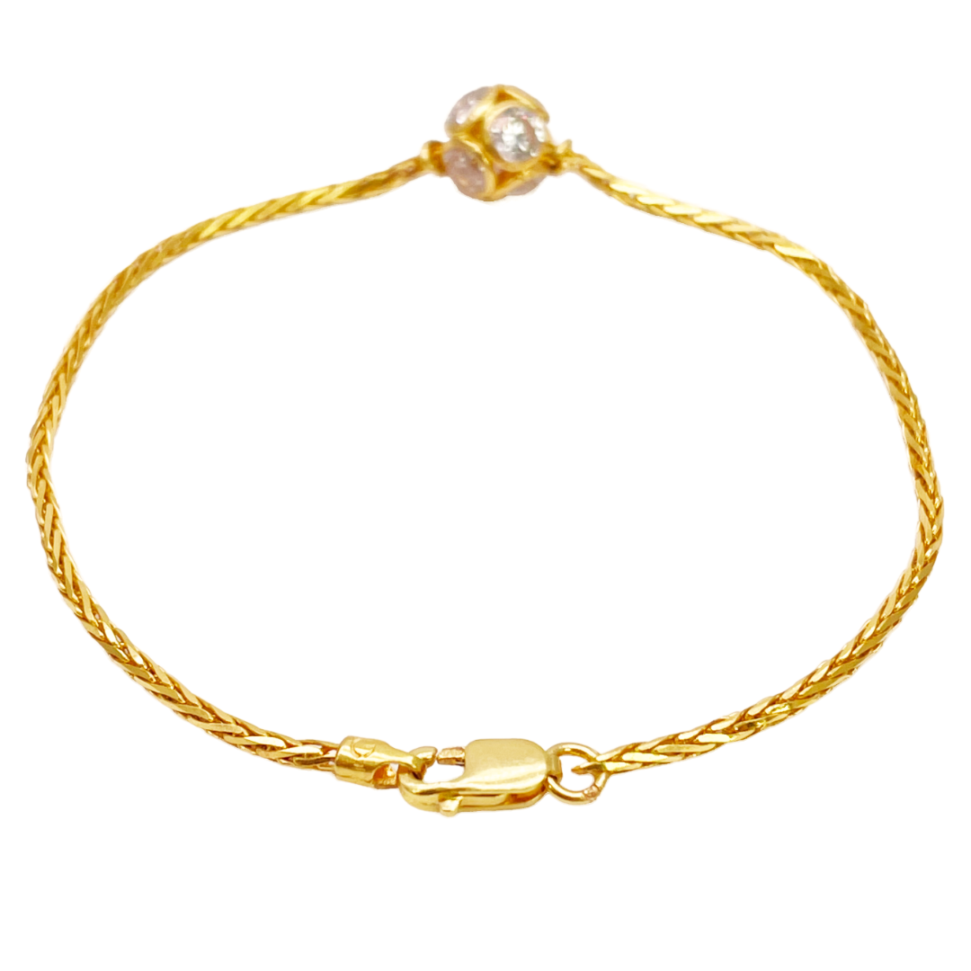 22ct Yellow Gold & Sparkly Glitter Ball Bracelet 6.5 inches