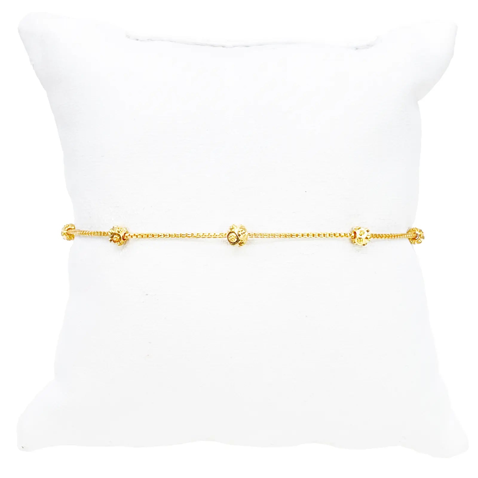 22ct Gold Beaded Bracelet Five Diamond Cut Beads Box Chain 7.5 Inches¬† Diamond Bracelets