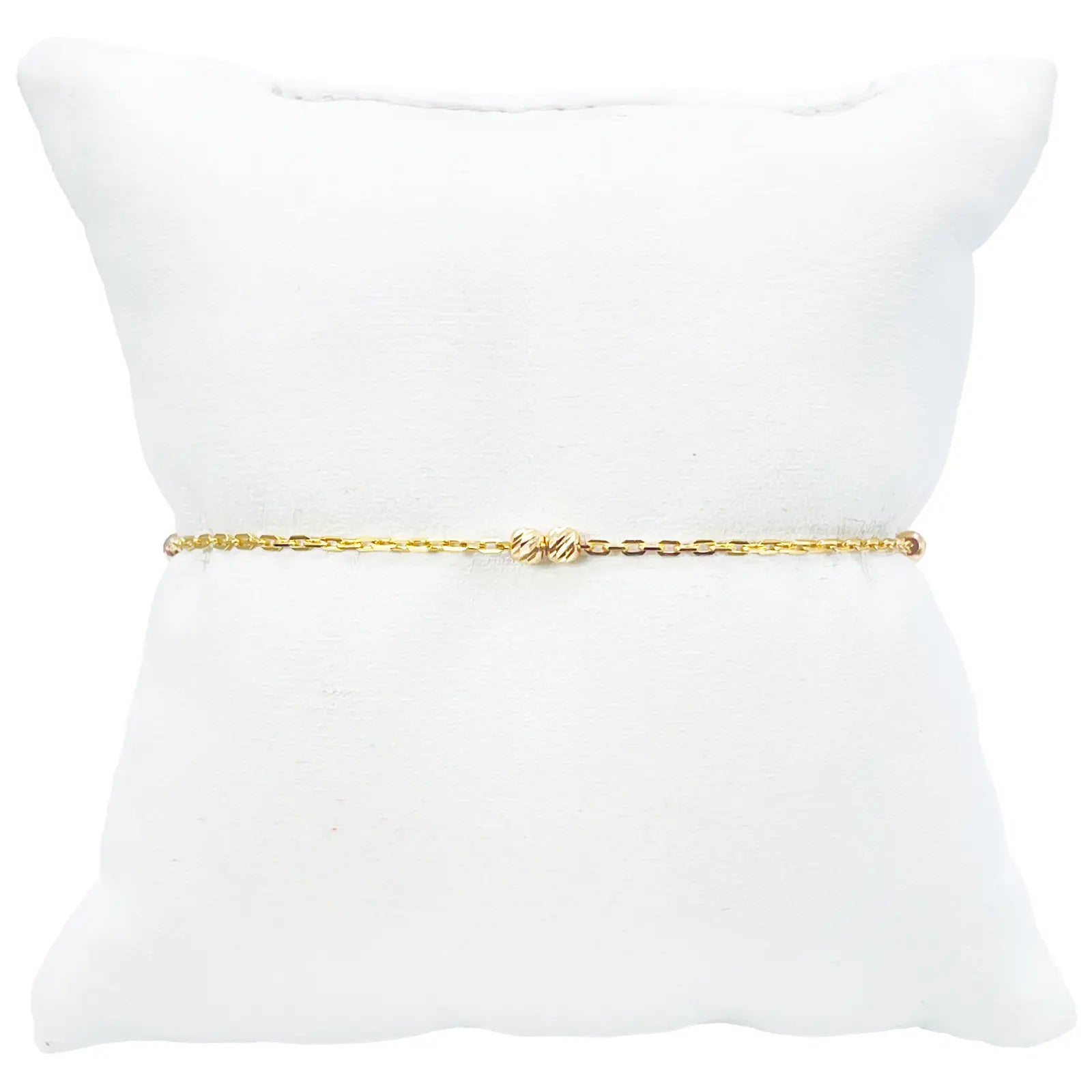 22ct Gold Beaded Bracelet Six Diamond Cut Beads Cable Chain 7 Inches 2.9mm Width 