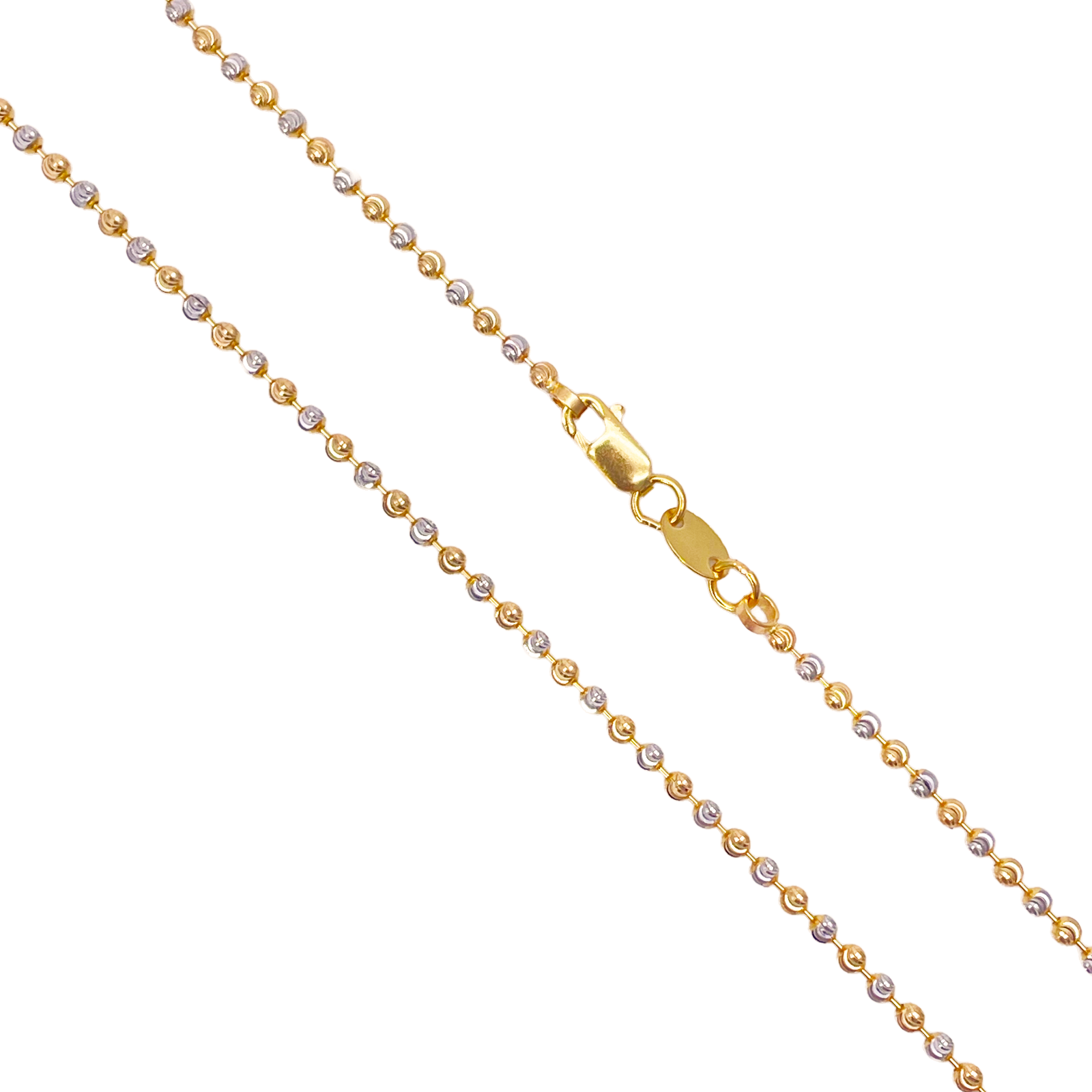 22ct Gold Beaded Necklace Chain Two Tone Diamond Cut 1.9mm Width 