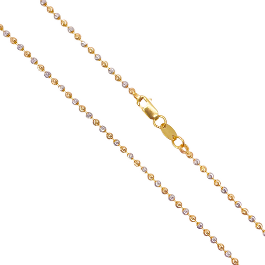 22ct Gold Beaded Necklace Chain Two Tone Diamond Cut 1.9mm Width 