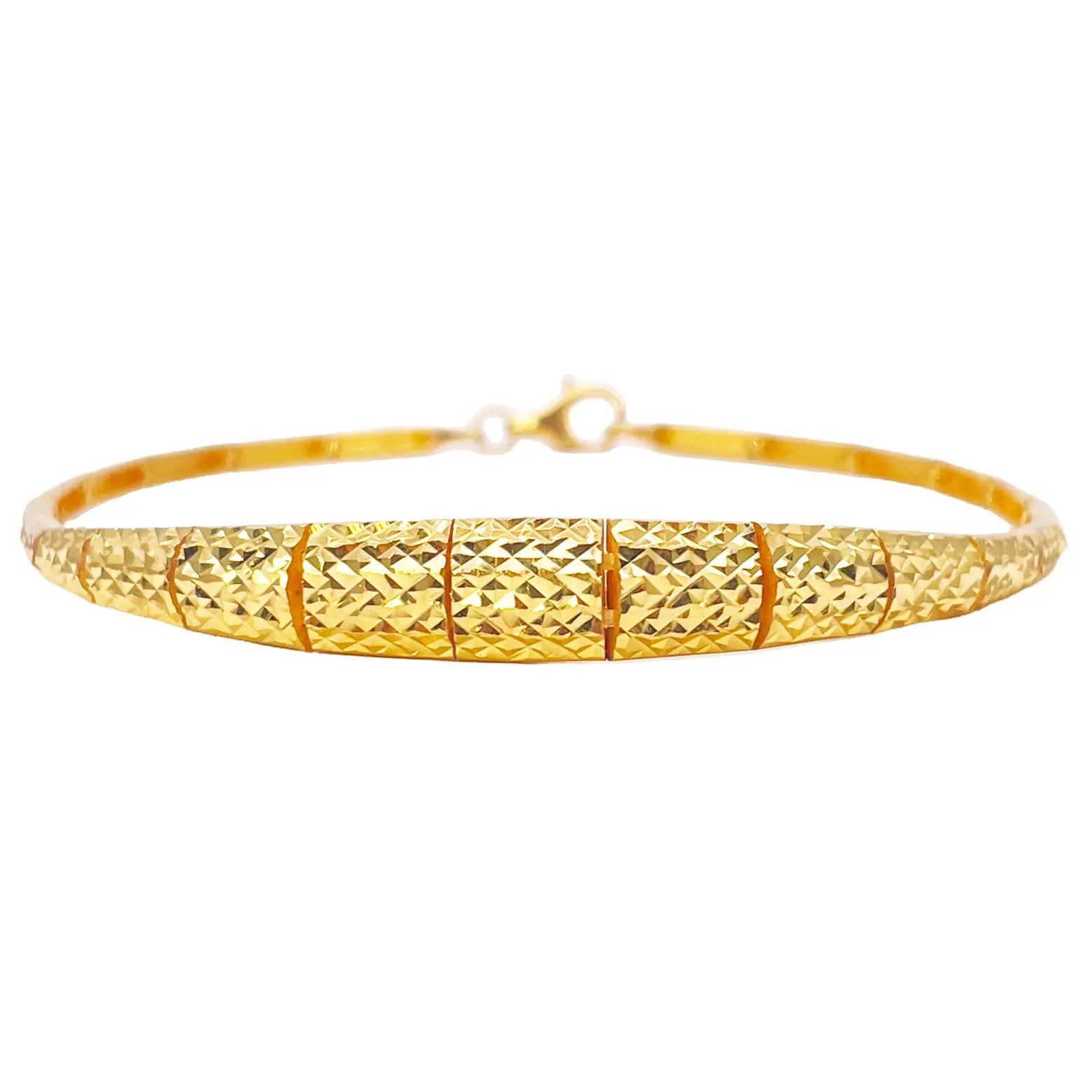 22ct Gold Bracelet Diamond Cut Shimmer Textured 6.7 Inches 