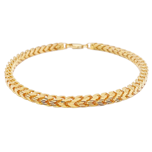 22ct Gold Bracelet Franco Diamond Cut High Polished Lightweight 8.5 Inches 