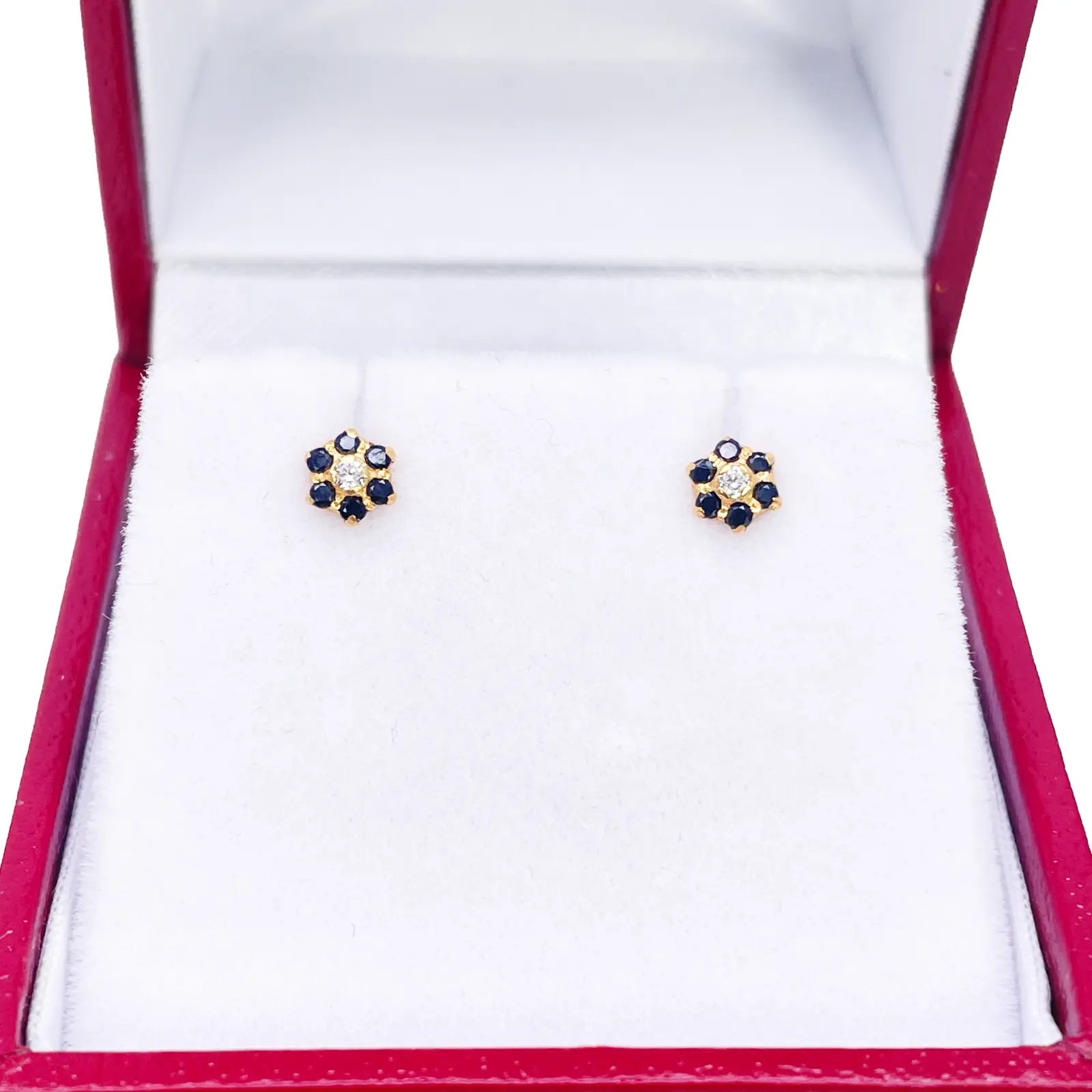 22ct Gold Children's Black Cubic Zirconia Floral Mini Stud Earrings 4mm 