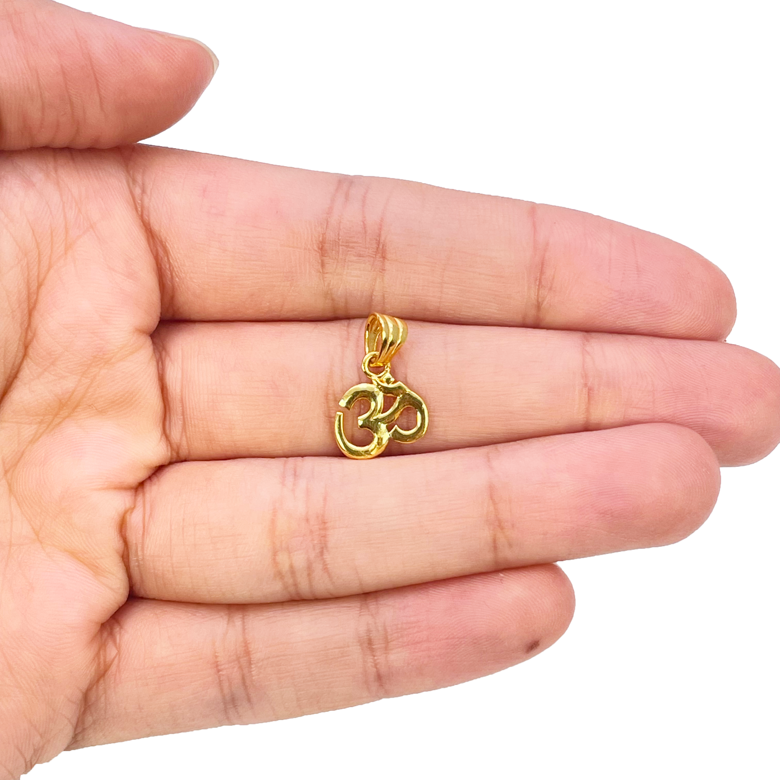 22ct Gold Classic Om Pendant High Polished Small 14x9.4mm 