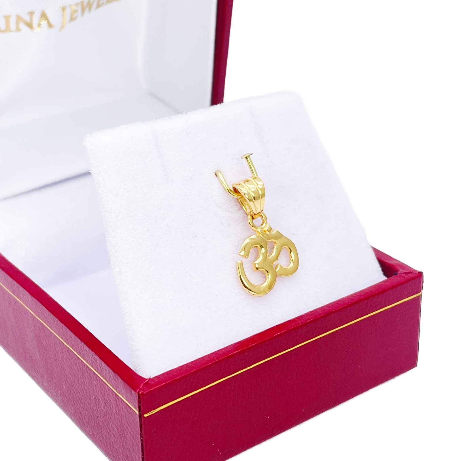 22ct Gold Classic Om Pendant High Polished Small 14x9.4mm 