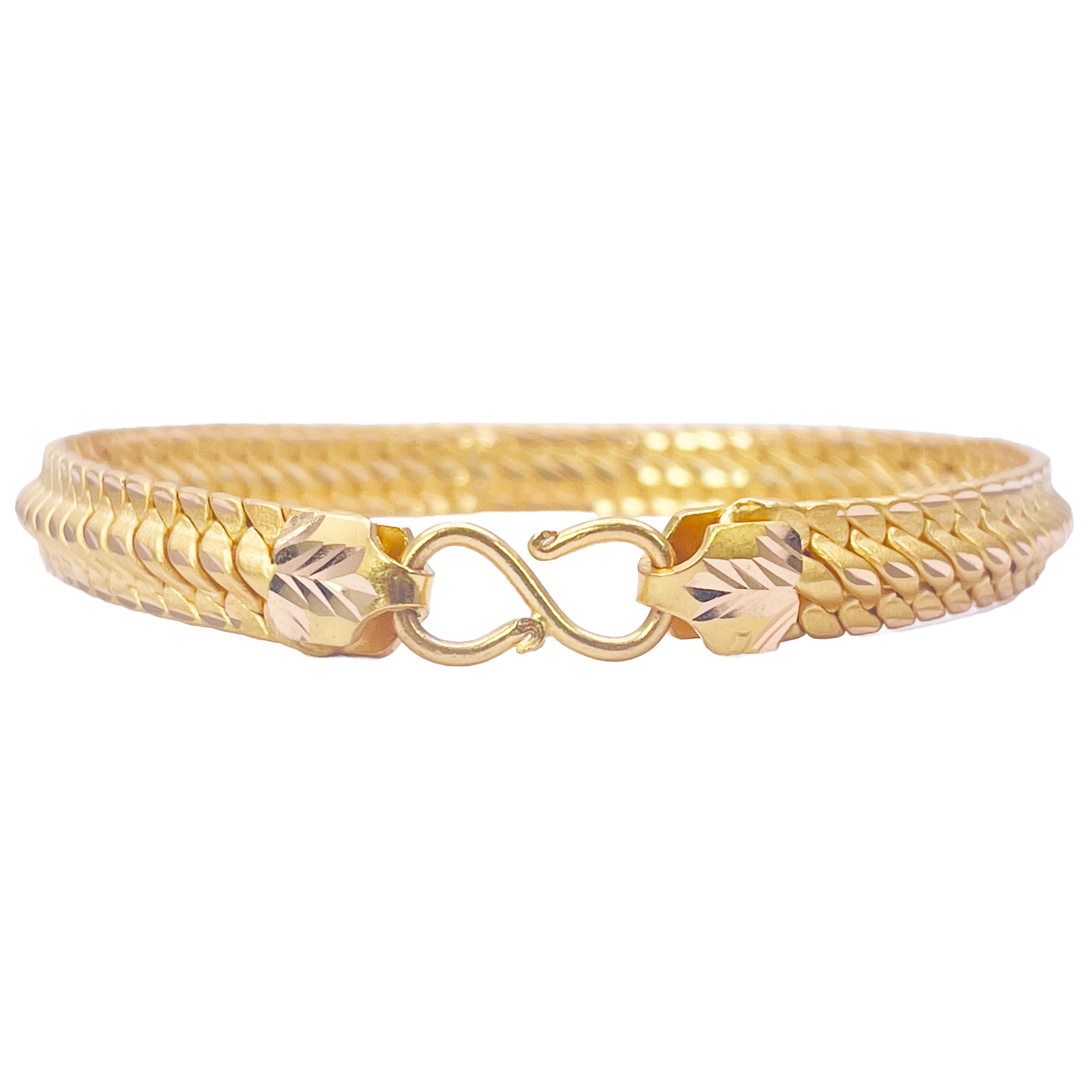 22ct Gold Cowboy Gents Lightweight Diamond Cut Bracelet 8 Inches 7.4mm Width 