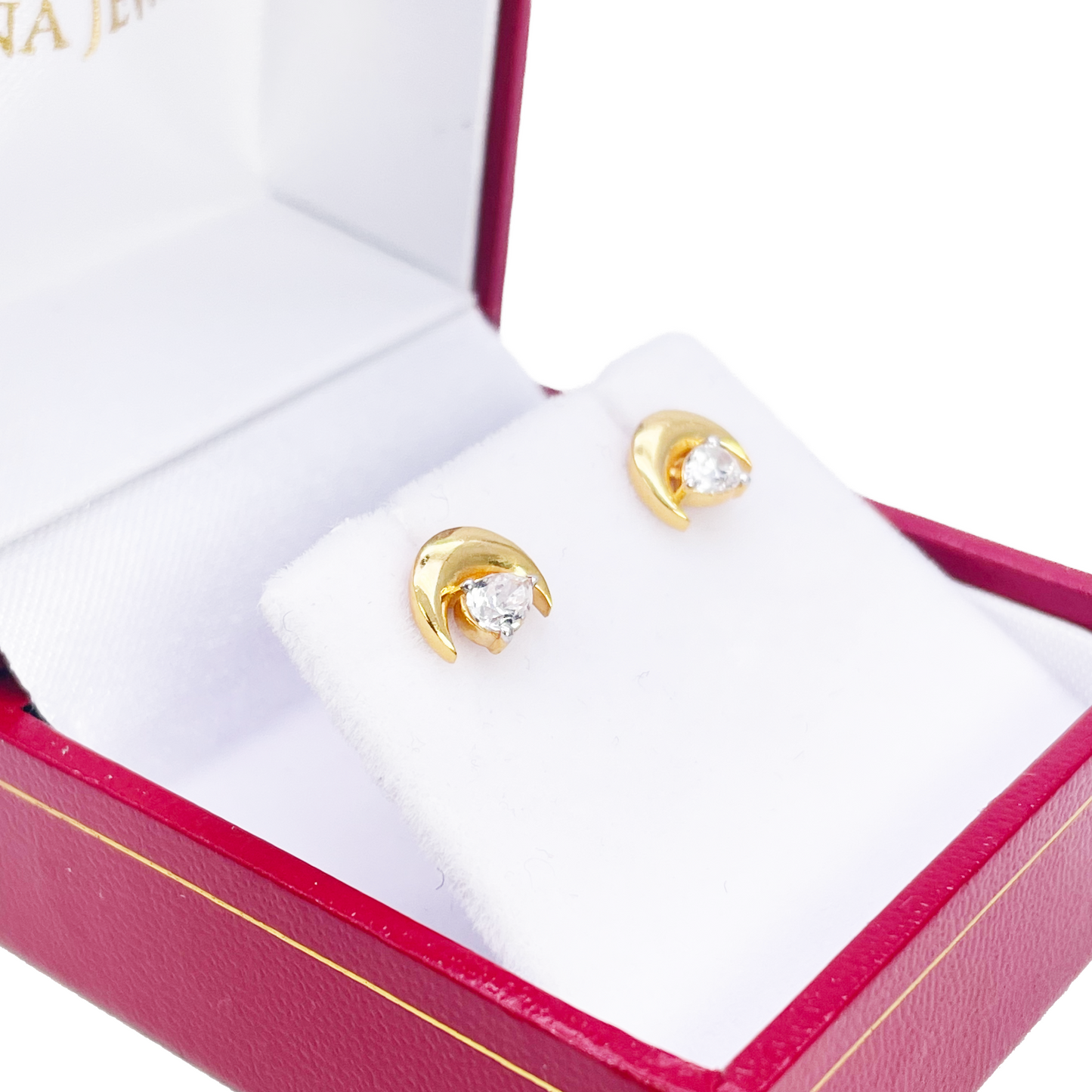 22ct Gold Crescent Moon & Pear Stud Earrings - 6.5x7.5mm 