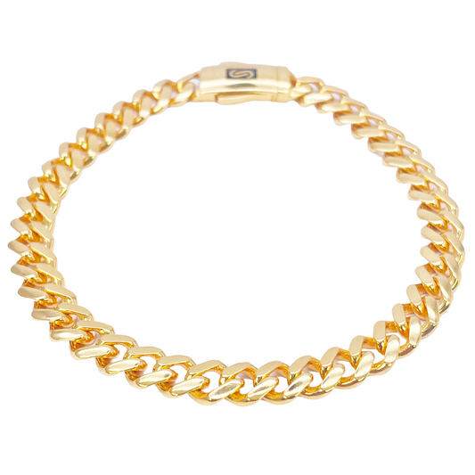 22ct Gold Cuban Bracelet Curb Link Lightweight 7.5 Inches 6.8mm Wide 