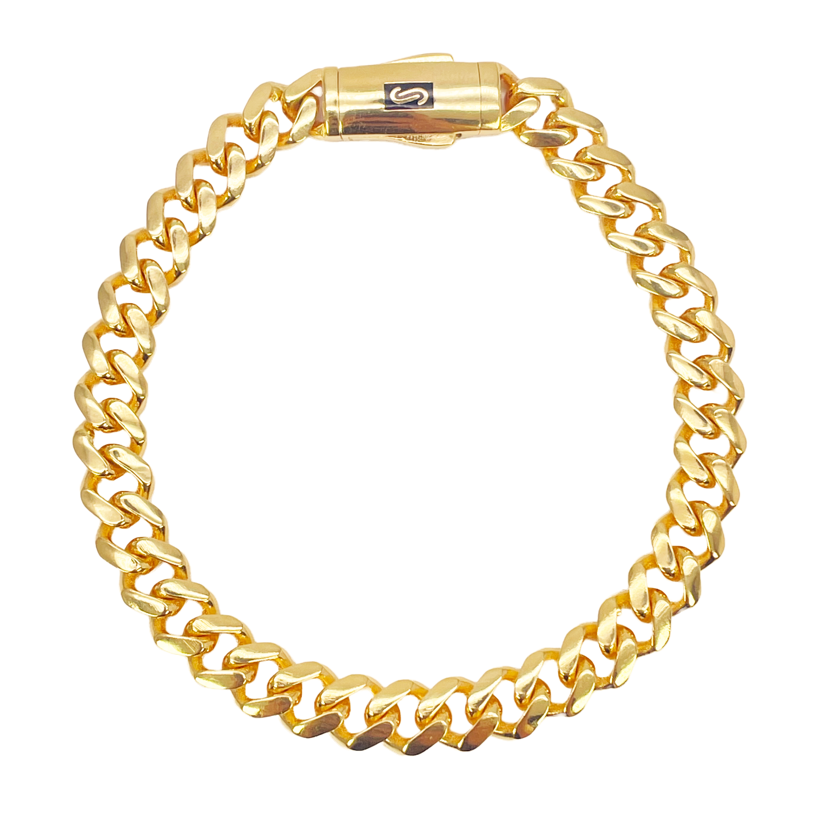 22ct Gold Cuban Bracelet Curb Link Lightweight 8 Inches 7.6mm Wide 