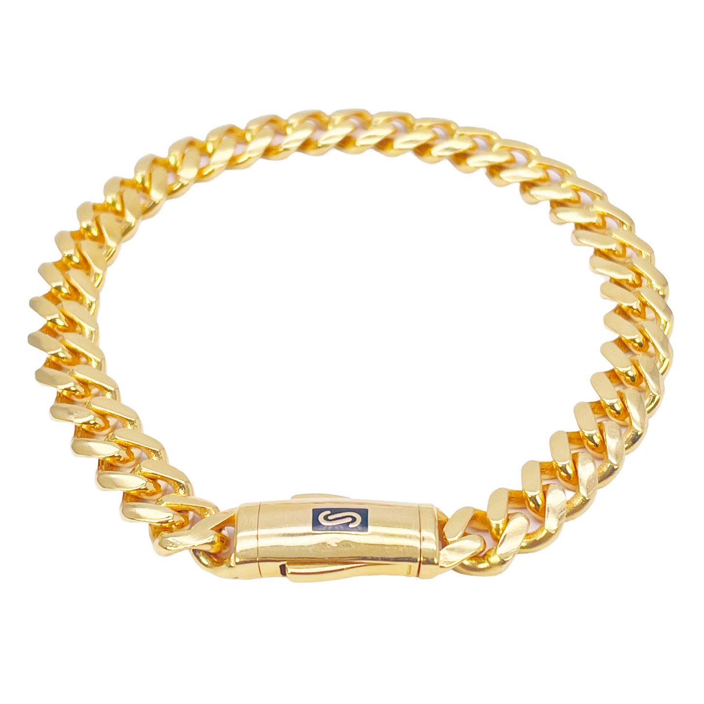 22ct Gold Cuban Bracelet Curb Link Lightweight 8 Inches 7.6mm Wide 