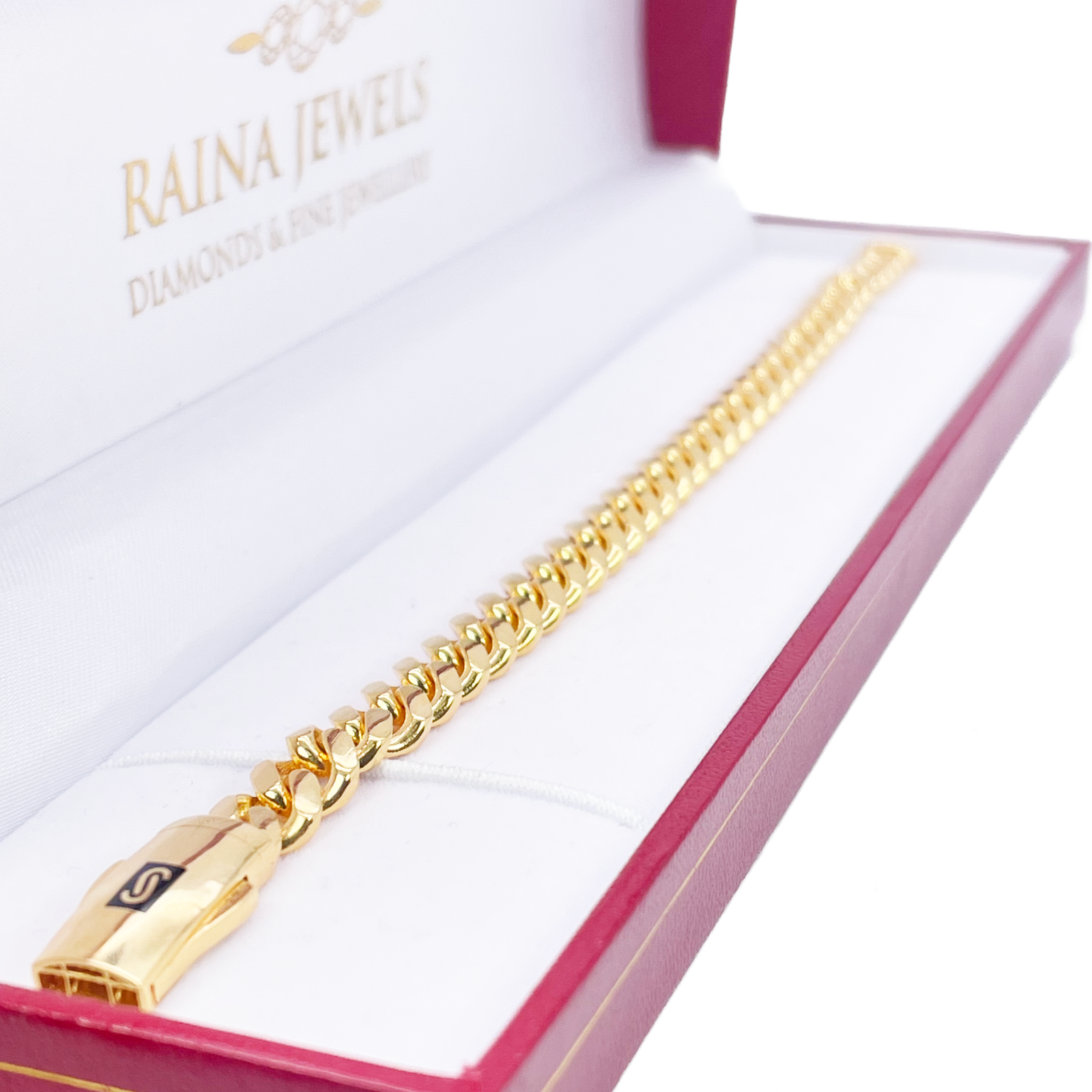 22ct Gold Cuban Bracelet Curb Link Lightweight 8 Inches 7.6mm Wide 