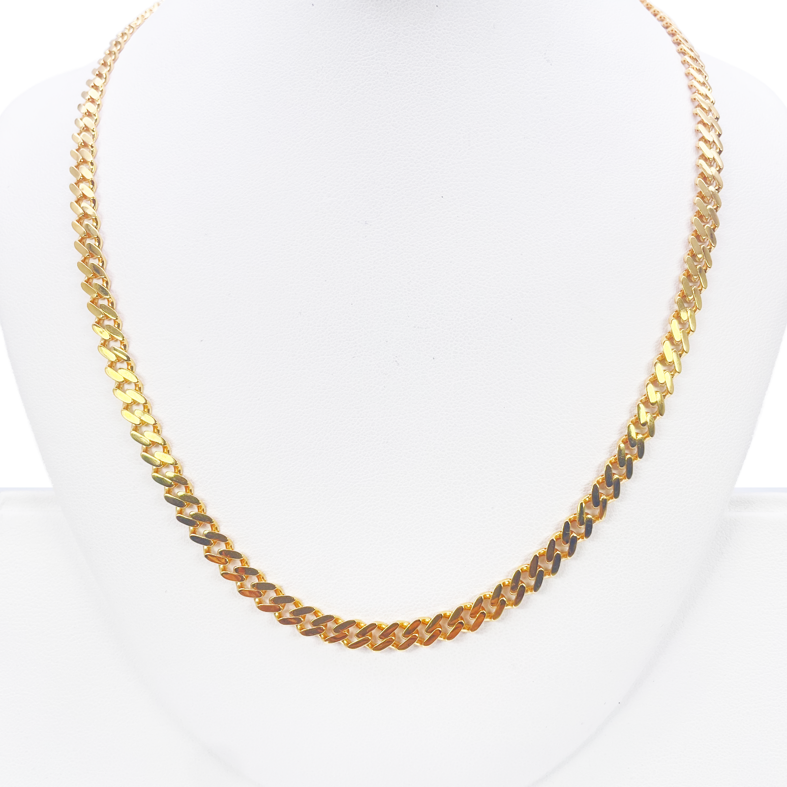 22ct Gold Cuban Link Curb Lightweight Chain Necklace 24 Inches 8.4mm Width 