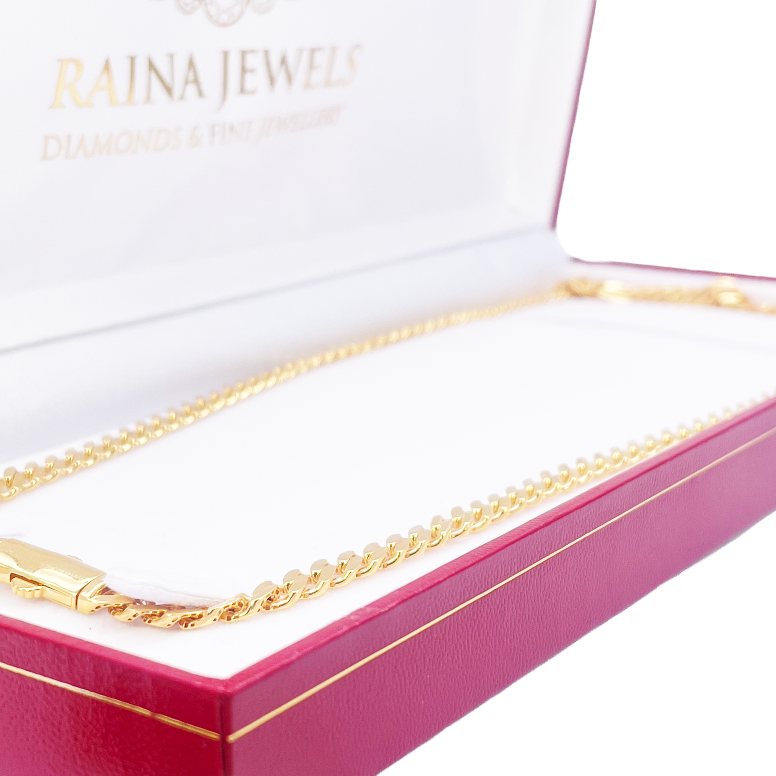 22ct Gold Cuban Link Curb Lightweight Chain Necklace 24 Inches 8.4mm Width 