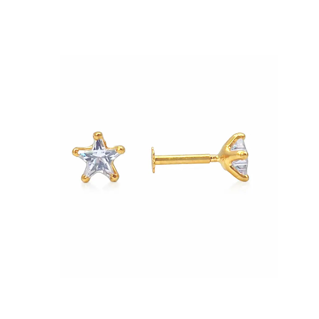 22ct Gold Cubic Zirconia Star Childrens Stud Earrings 4.3mm 