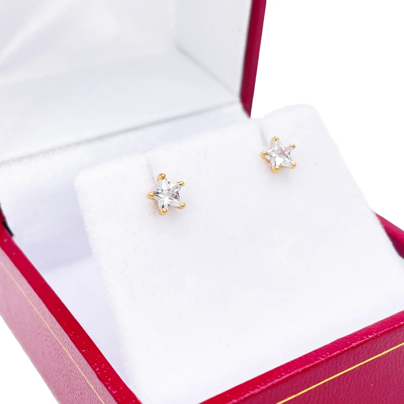 22ct Gold Cubic Zirconia Star Childrens Stud Earrings 4.8mm 