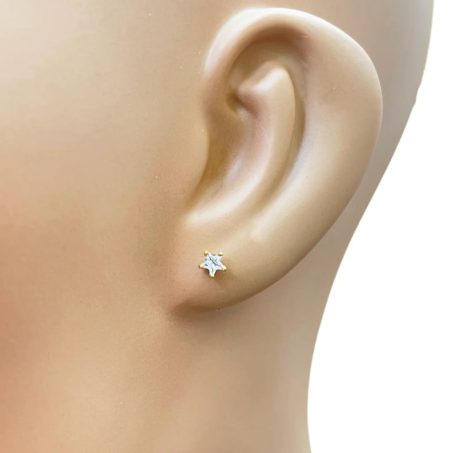 22ct Gold Cubic Zirconia Star Childrens Stud Earrings 4.8mm 
