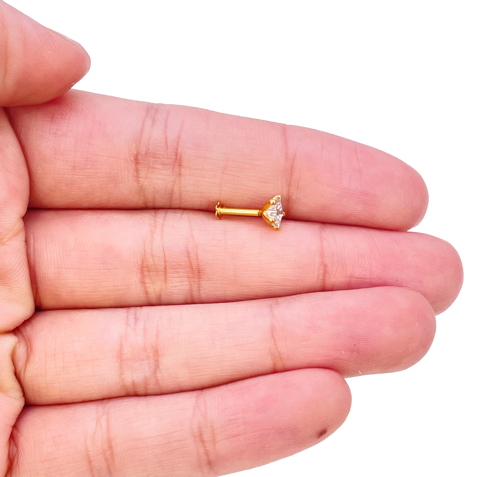 22ct Gold Cubic Zirconia Star Nose Stud/Pin 5.3mm Width 