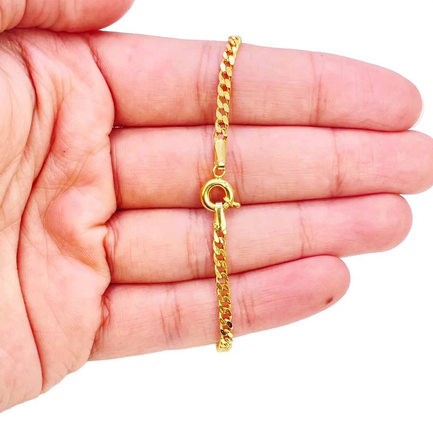 22ct Gold Curb Link Bracelet High Polished Plain 6.8 Inches 