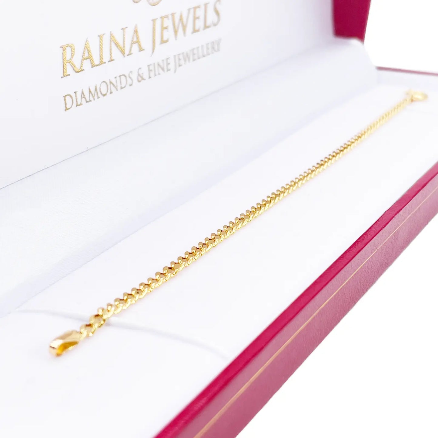 22ct Gold Curb Link Bracelet High Polished Plain 6.8 Inches 