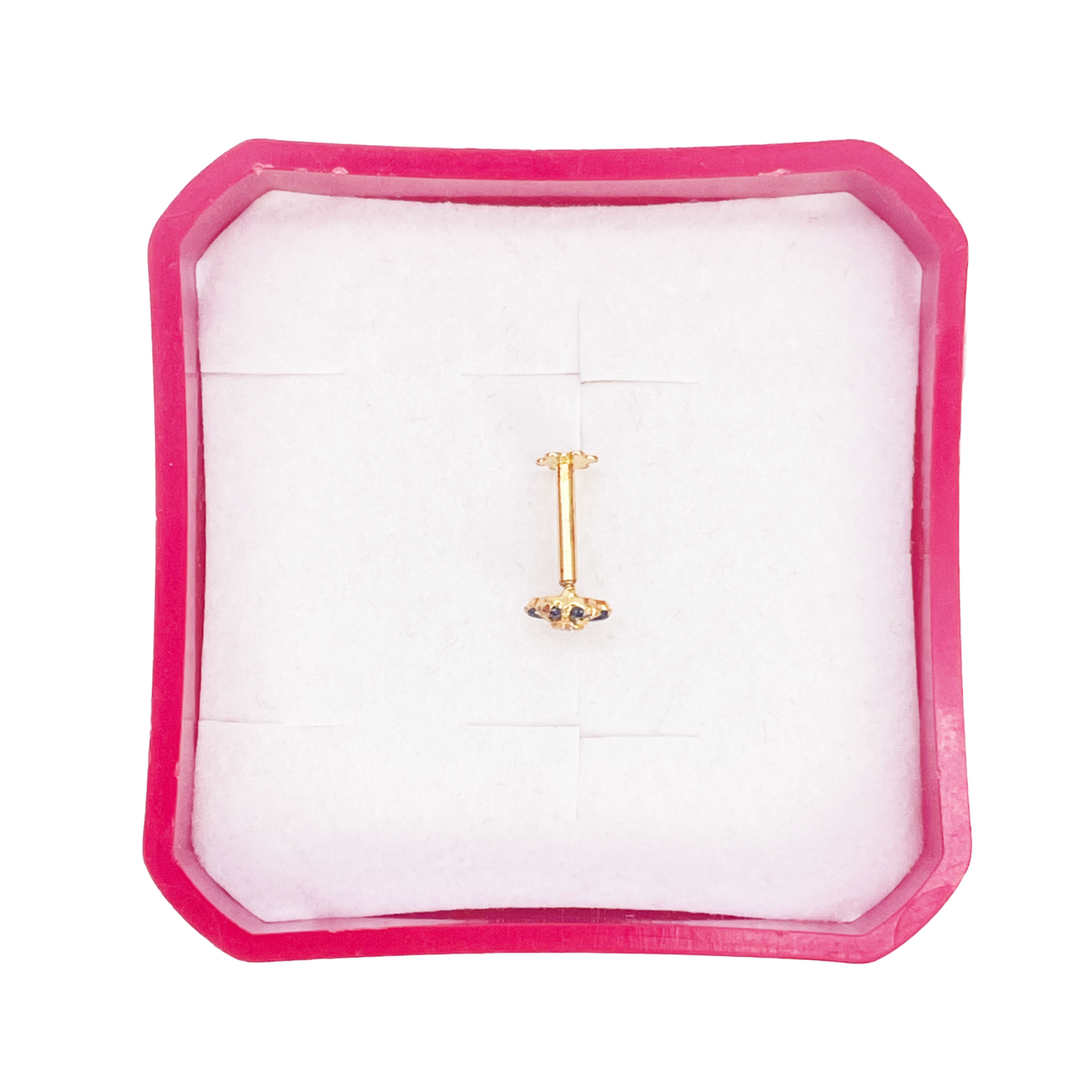 22ct Gold Floral Cubic Zirconia Black Stone Nose Pin/Stud 4mm Width 