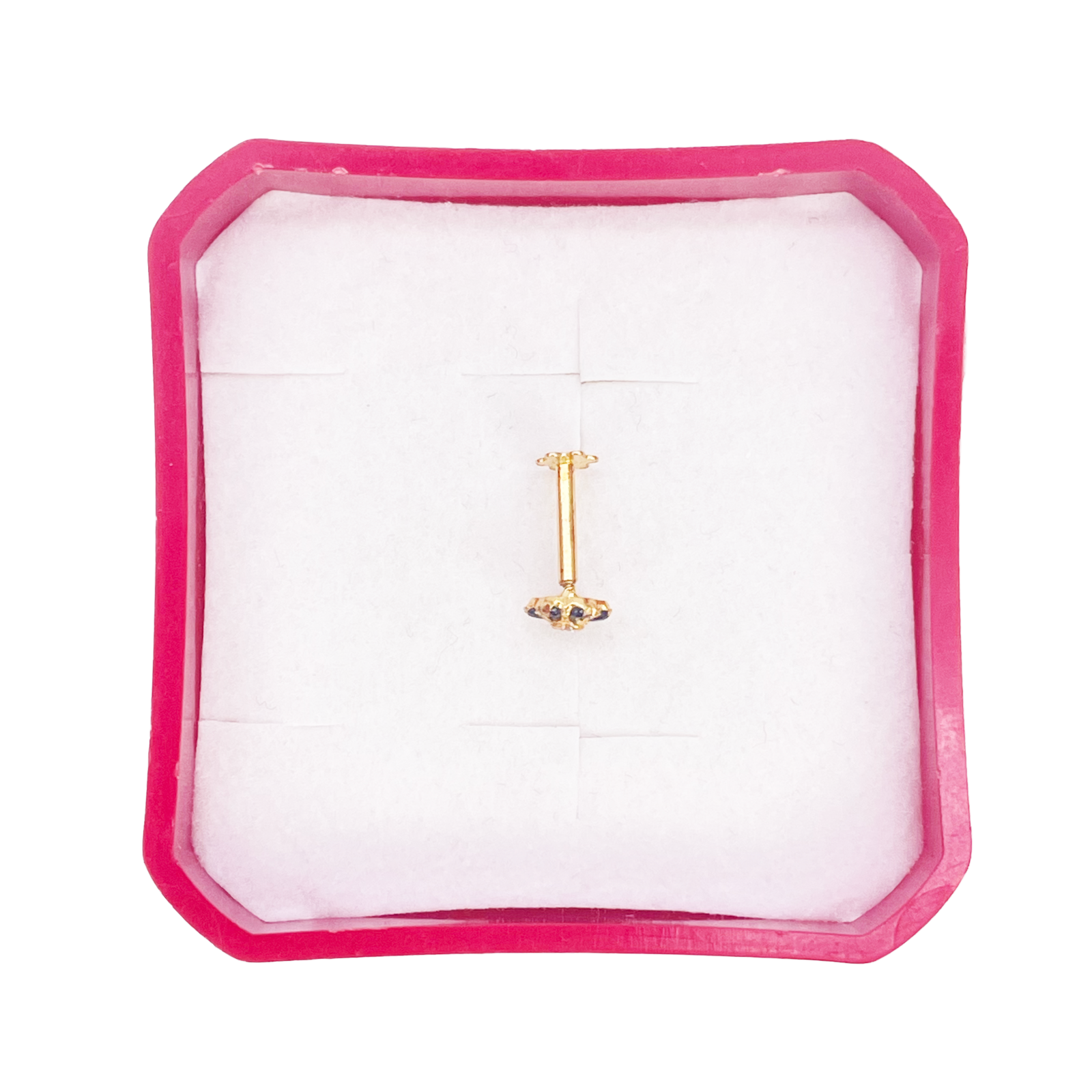 22ct Gold Floral Cubic Zirconia Black Stone Nose Pin/Stud 4mm Width 