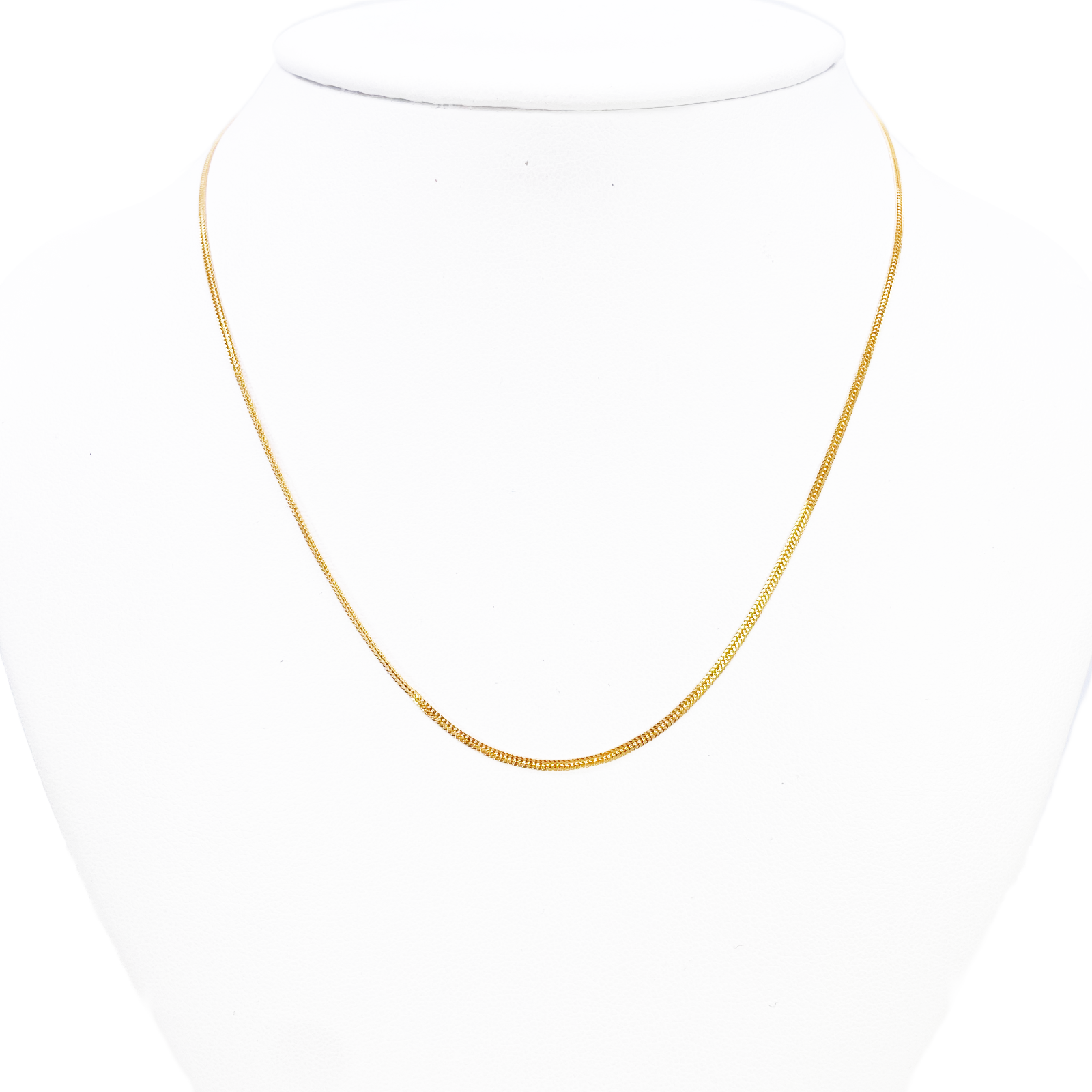 22ct Gold Herringbone Chain Lightweight Flat Necklace 16 Inches 1.3mm Width 