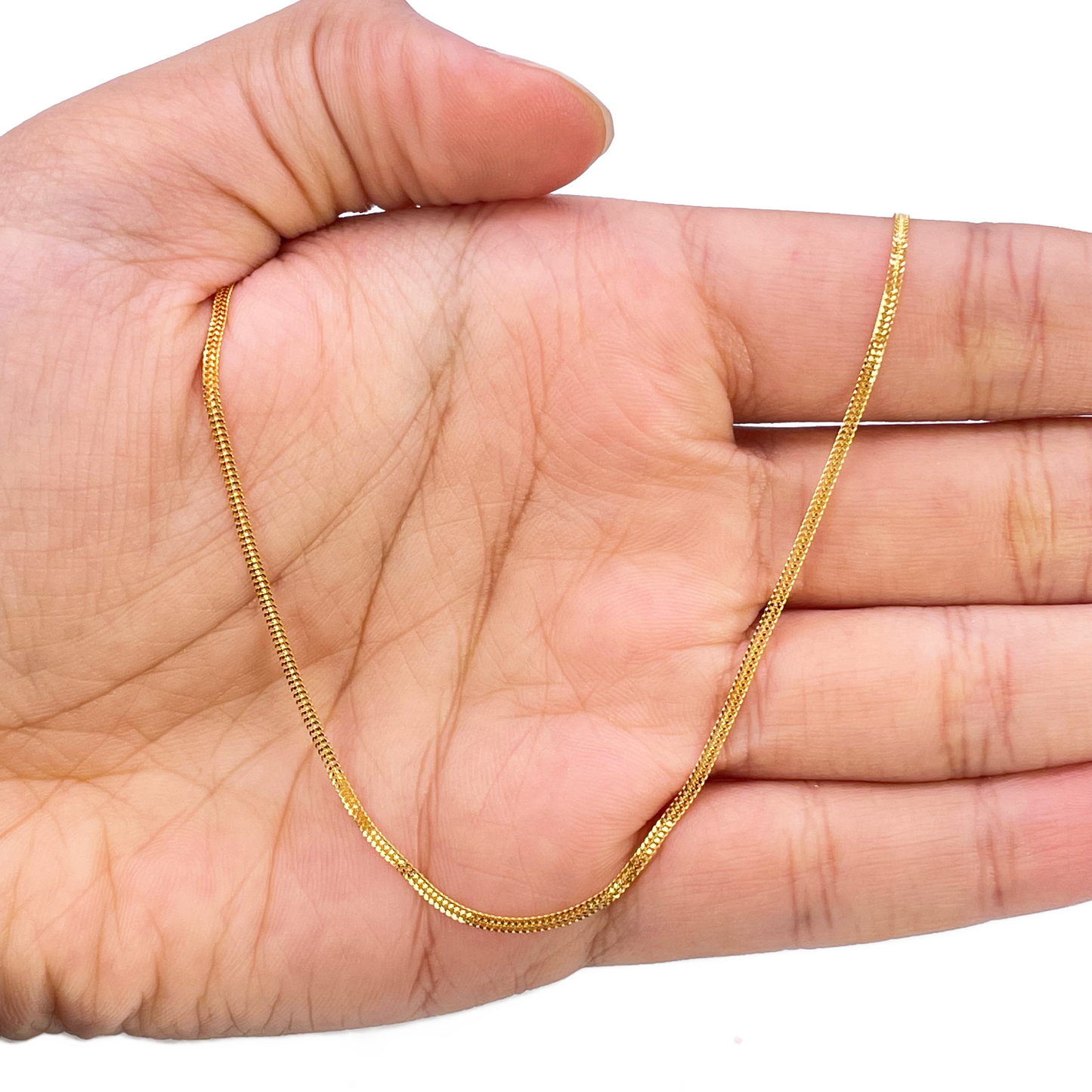 22ct Gold Herringbone Chain Lightweight Flat Necklace 16 Inches 1.3mm Width 