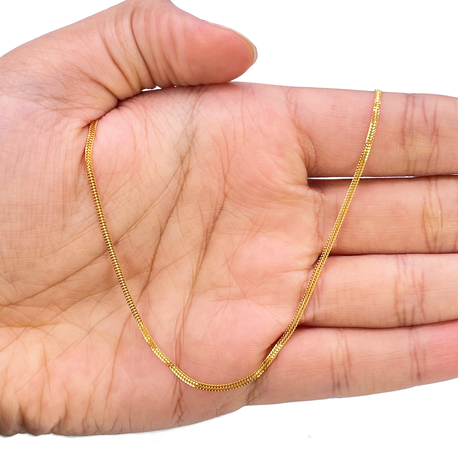 22ct Gold Herringbone Chain Lightweight Flat Necklace 16 Inches 1.3mm Width 