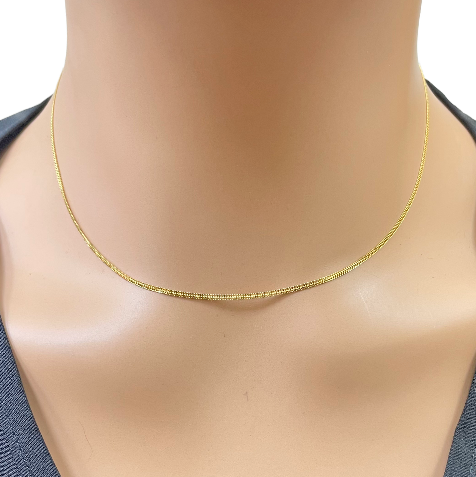 22ct Gold Herringbone Chain Lightweight Flat Necklace 16 Inches 1.3mm Width 