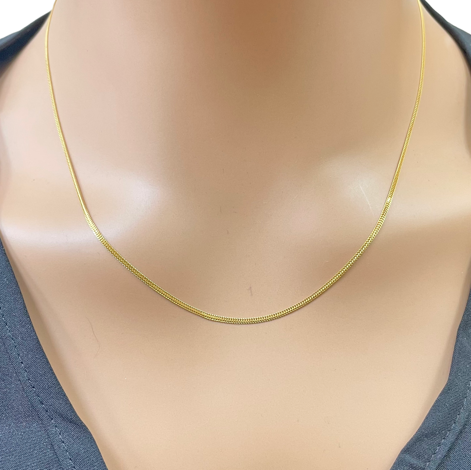 22ct Gold Herringbone Chain Lightweight Flat Necklace 18 Inches 1.3mm Width 